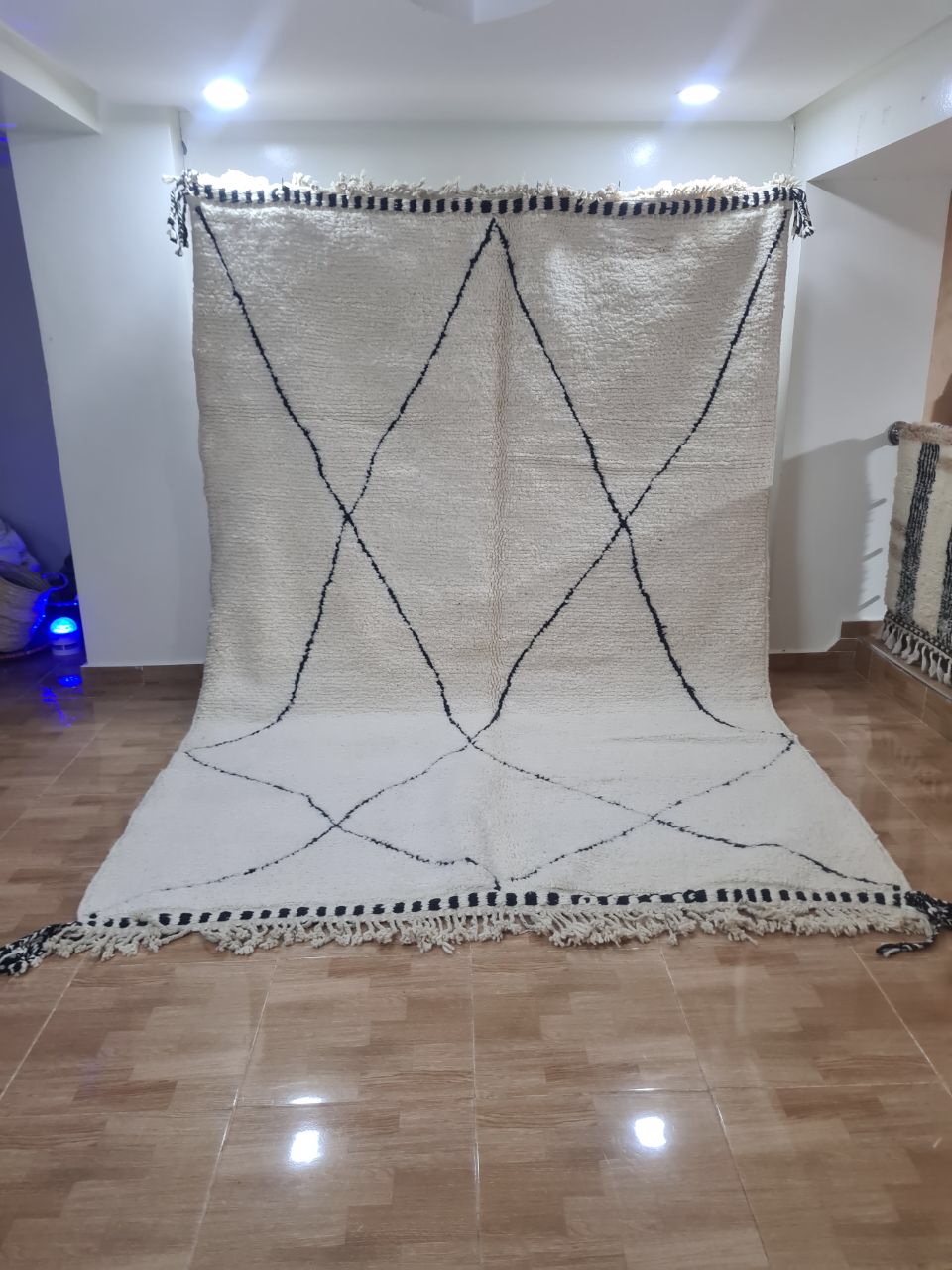 White Ishfam Marokkaans handgemaakt tapijt150 cm x 100 cm